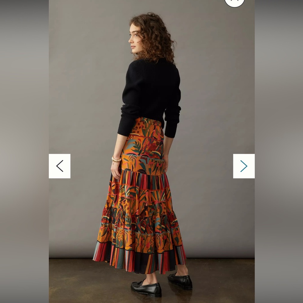 Farm Rio Isabella Tiered Maxi Skirt Leopard Animal Woman's s - Picture 3 of 11